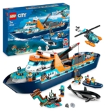 LEGO 60368 City Arctic Explorer Ship, Large Toy Boat that Floats with a Helicopter, Dinghy, Sub, Viking Shipwreck, 7 Minifigures and an Orca Figure, Gift for 7+ Year Old Kids, Boys, Girls - 1