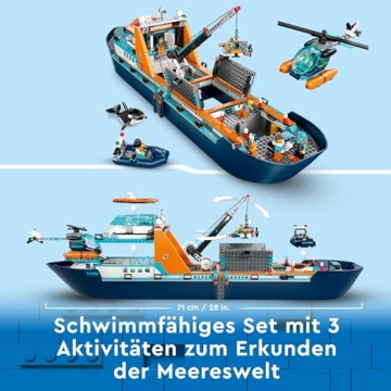 LEGO 60368 City Arctic Explorer Ship, Large Toy Boat that Floats with a Helicopter, Dinghy, Sub, Viking Shipwreck, 7 Minifigures and an Orca Figure, Gift for 7+ Year Old Kids, Boys, Girls - 4