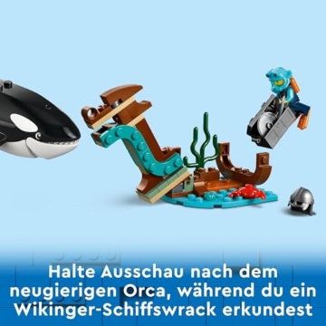 LEGO 60368 City Arctic Explorer Ship, Large Toy Boat that Floats with a Helicopter, Dinghy, Sub, Viking Shipwreck, 7 Minifigures and an Orca Figure, Gift for 7+ Year Old Kids, Boys, Girls - 6