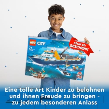 LEGO 60368 City Arctic Explorer Ship, Large Toy Boat that Floats with a Helicopter, Dinghy, Sub, Viking Shipwreck, 7 Minifigures and an Orca Figure, Gift for 7+ Year Old Kids, Boys, Girls - 7