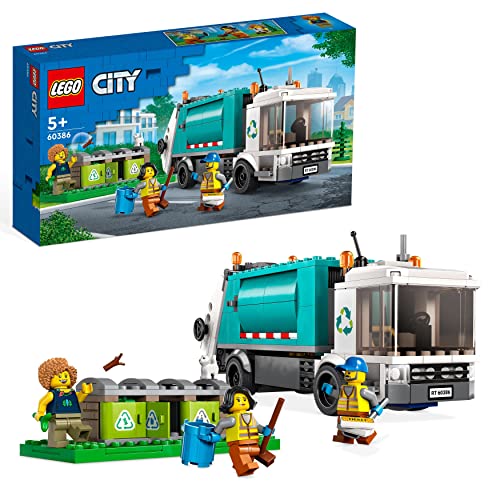 LEGO 60386 City Müllabfuhr, Müllwagen Spielzeug mit Mülltonnen für Kinder ab 5 Jahren, Lern- und Sortierspielzeug, Serie Nachhaltiges Leben - 1