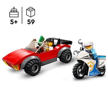 LEGO 60392 City Polizei Verfolgungsjagd mit Polizei-Motorrad Set, Rennauto-Spielzeug mit Polizisten Minifigur für Kinder ab 5 Jahren - 3
