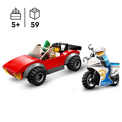 LEGO 60392 City Polizei Verfolgungsjagd mit Polizei-Motorrad Set, Rennauto-Spielzeug mit Polizisten Minifigur für Kinder ab 5 Jahren - 3