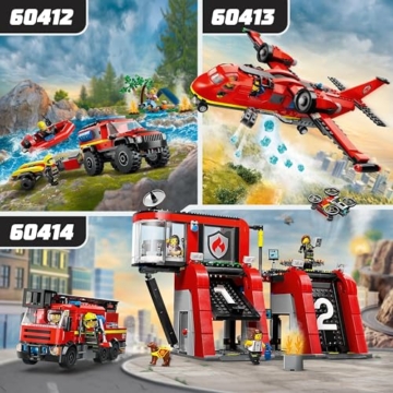 LEGO 60412 City Feuerwehrgeländewagen mit Rettungsboot, Offroad-Auto-Spielzeug für Kinder ab 5 Jahren, Rettungswagen mit Schlauchboot, Anhänger, Zelt und 3 Minifiguren, Geschenk für Jungs und Mädchen - 6
