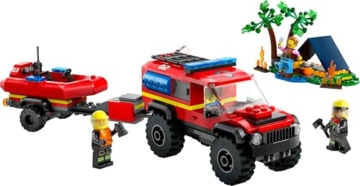 LEGO 60412 City Feuerwehrgeländewagen mit Rettungsboot, Offroad-Auto-Spielzeug für Kinder ab 5 Jahren, Rettungswagen mit Schlauchboot, Anhänger, Zelt und 3 Minifiguren, Geschenk für Jungs und Mädchen - 9