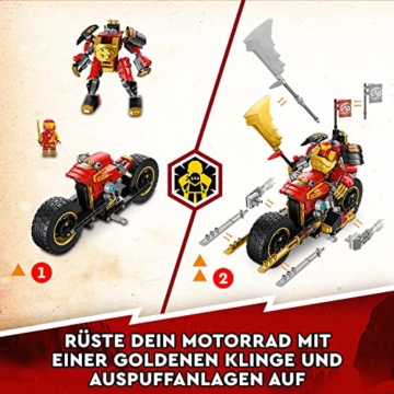 LEGO 71783 NINJAGO Kais Mech-Bike EVO, Aufrüstbares Ninja-Motorrad Spielzeug mit 2 Minifiguren – Kai und einem Skelett-Krieger für Kinder ab 7 Jahren - 6