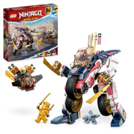 LEGO 71792 NINJAGO Soras transformierender Mech-Bike-Renner, 2in1 Set mit transformierender Mech-Actionfigur, Motorrad-Spielzeug Set mit 3 Minifiguren für Kinder, Jungen und Mädchen - 1