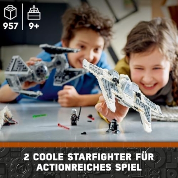 LEGO 75348 Star Wars Mandalorianischer Fang Fighter vs. TIE Interceptor Set, Starfighter Spielzeug zum Bauen für Kinder mit 3 Minifiguren, Droide und Dunkelschwert - 2