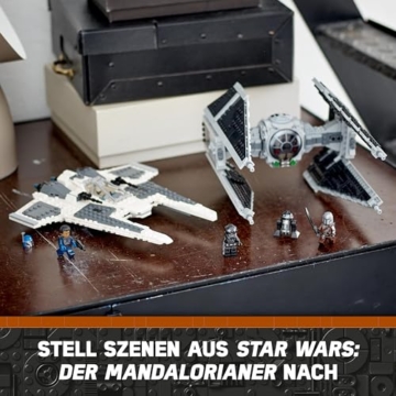 LEGO 75348 Star Wars Mandalorianischer Fang Fighter vs. TIE Interceptor Set, Starfighter Spielzeug zum Bauen für Kinder mit 3 Minifiguren, Droide und Dunkelschwert - 6