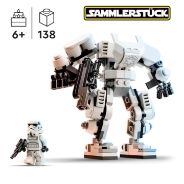 LEGO 75370 Star Wars Sturmtruppler Mech Set, Baubares Actionfigur-Modell mit Gelenkteilen, Minifiguren-Cockpit und großem Stud-Shooter, Sammelspielzeug für Kinder ab 6 Jahren - 2