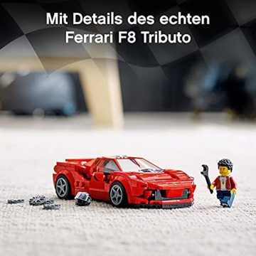 LEGO 76895 Speed Champions Ferrari F8 Tributo Rennwagenspielzeug mit Rennfahrer Minifigur, Rennwagen Bauset - 4