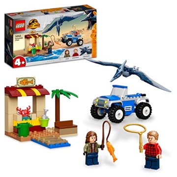 LEGO 76943 Jurassic World Pteranodon-Jagd, Dinosaurier Spielzeug, Set mit Dino Figur und Spielzeugauto für Jungen und Mädchen ab 4 Jahre - 1