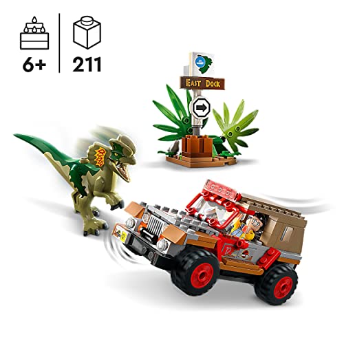 LEGO 76958 Jurassic Park Hinterhalt des Dilophosaurus, Dinosaurier Spielzeug Set mit Figur und Jeep für Kinder ab 6 Jahren - 3