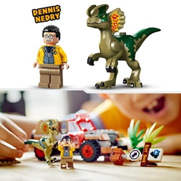 LEGO 76958 Jurassic Park Hinterhalt des Dilophosaurus, Dinosaurier Spielzeug Set mit Figur und Jeep für Kinder ab 6 Jahren - 6