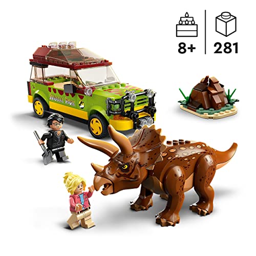 LEGO 76959 Jurassic Park Triceratops-Forschung, Dinosaurier Spielzeug mit Figur und Auto zum Sammeln zum 30. Jubiläum - 2