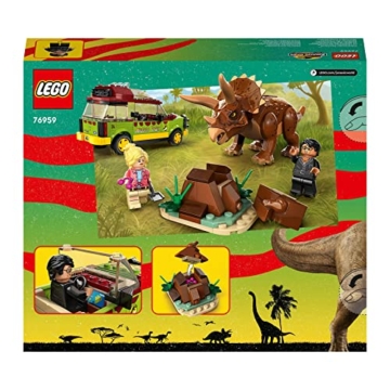 LEGO 76959 Jurassic Park Triceratops-Forschung, Dinosaurier Spielzeug mit Figur und Auto zum Sammeln zum 30. Jubiläum - 9