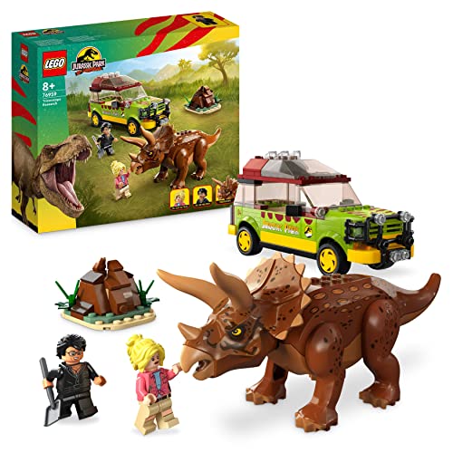 LEGO 76959 Jurassic Park Triceratops-Forschung, Dinosaurier Spielzeug mit Figur und Auto zum Sammeln zum 30. Jubiläum - 1