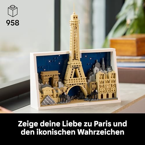 LEGO Architecture Paris – Stadt der Liebe 3D Puzzle - Wanddeko als Bastelset zum Bauen - DIY Set Erwachsene mit Pariser Wahrzeichen wie Miniatur Eiffelturm - Geschenk für Männer und Frauen - 21064 - 2