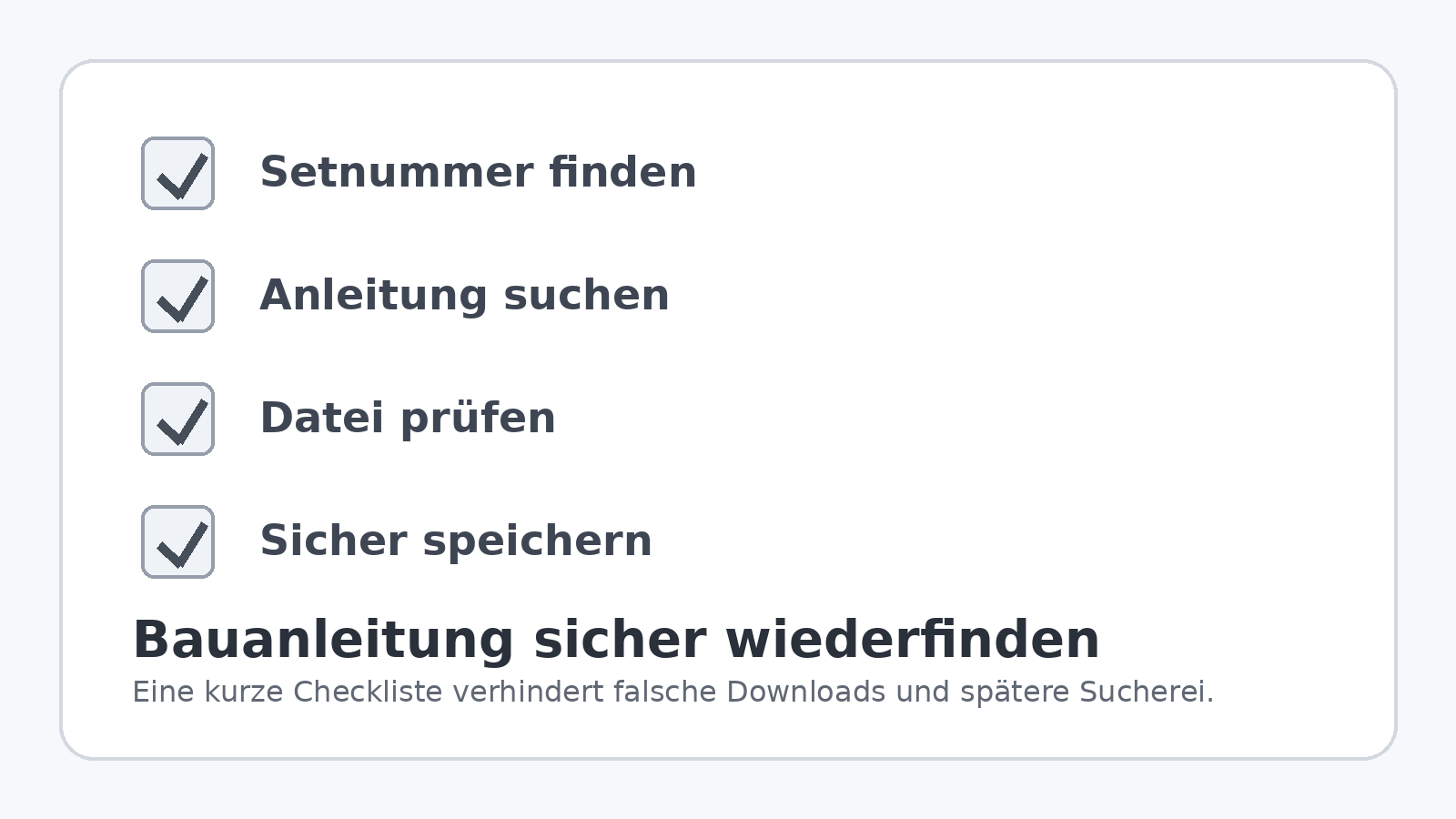 Checkliste zum Finden und Speichern einer verlorenen LEGO Bauanleitung