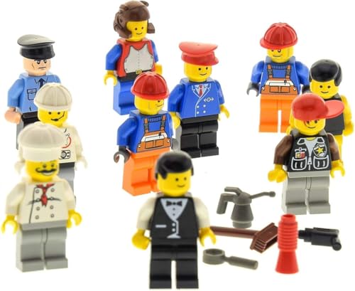 LEGO Bausteine gebraucht 10 x System Figuren Stadt City Mini Figur mit Zubehör Herren Damen Zufällig Sortiment - 3