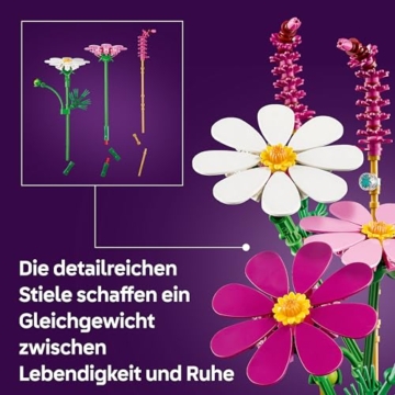 LEGO Botanicals Kosmeen - Künstlicher Blumenstrauß mit 3 Kosmeen & 2 Lampenputzergras Stielen - DIY Kunstblumen Kinderzimmer Deko - Geburtstagsgeschenk für Mädchen ab 9 Jahren & Erwachsene - 11514 - 3
