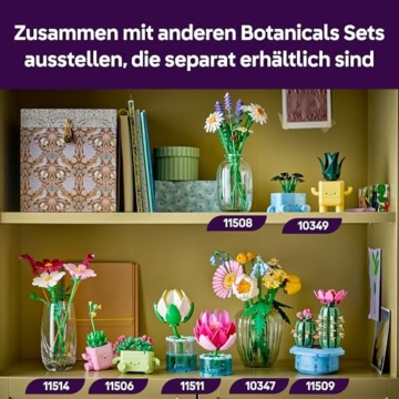LEGO Botanicals Kosmeen - Künstlicher Blumenstrauß mit 3 Kosmeen & 2 Lampenputzergras Stielen - DIY Kunstblumen Kinderzimmer Deko - Geburtstagsgeschenk für Mädchen ab 9 Jahren & Erwachsene - 11514 - 5