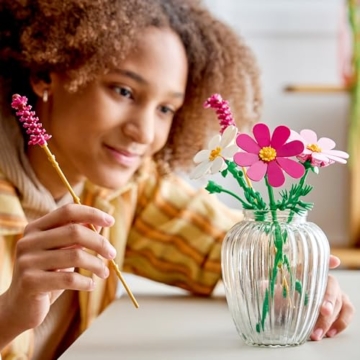 LEGO Botanicals Kosmeen - Künstlicher Blumenstrauß mit 3 Kosmeen & 2 Lampenputzergras Stielen - DIY Kunstblumen Kinderzimmer Deko - Geburtstagsgeschenk für Mädchen ab 9 Jahren & Erwachsene - 11514 - 7