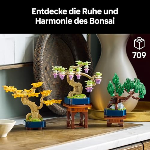 LEGO Botanicals Mini-Bonsais - Bonsai zum Bauen & Ausstellen - Kunstblumen DIY Deko - Ginkgo, Schwarzkiefer & Wisteria Kunstpflanzen - Geschenk für Erwachsene - 10373 - 2