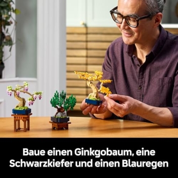 LEGO Botanicals Mini-Bonsais - Bonsai zum Bauen & Ausstellen - Kunstblumen DIY Deko - Ginkgo, Schwarzkiefer & Wisteria Kunstpflanzen - Geschenk für Erwachsene - 10373 - 3