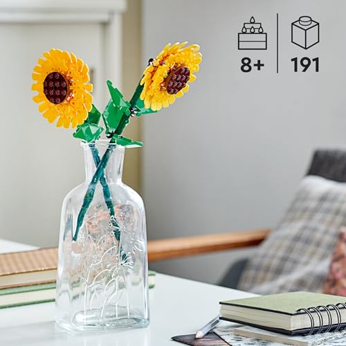 LEGO Botanicals Sonnenblumen - Gelbes Kunstblumen Set zum Bauen - Bastelset für Frauen und Männer - Schreibtischdeko oder DIY Blumendeko - Geschenk zum Muttertag - 40524 - 2