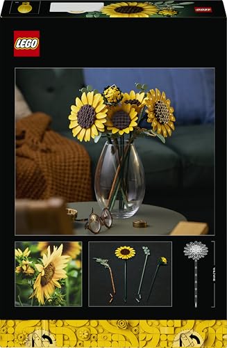 LEGO Botanicals Sonnenblumenstrauß - Kunstblumen Set für Erwachsene - Künstliche Sonnenblumen & Eukalyptuszweige für Deko im Wohn- oder Schlafzimmer - DIY Geschenkidee für Frauen - 11502 - 12