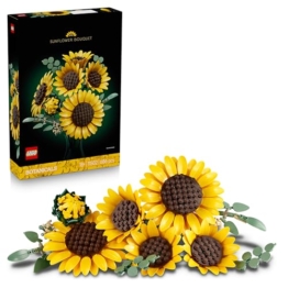 LEGO Botanicals Sonnenblumenstrauß - Kunstblumen Set für Erwachsene - Künstliche Sonnenblumen & Eukalyptuszweige für Deko im Wohn- oder Schlafzimmer - DIY Geschenkidee für Frauen - 11502 - 1