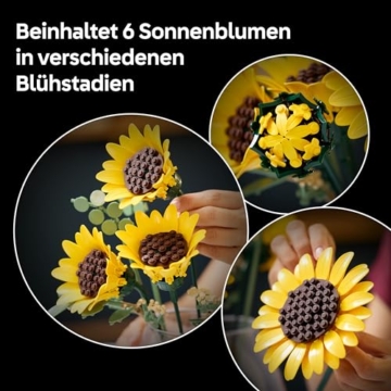 LEGO Botanicals Sonnenblumenstrauß - Kunstblumen Set für Erwachsene - Künstliche Sonnenblumen & Eukalyptuszweige für Deko im Wohn- oder Schlafzimmer - DIY Geschenkidee für Frauen - 11502 - 5