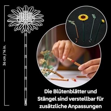 LEGO Botanicals Sonnenblumenstrauß - Kunstblumen Set für Erwachsene - Künstliche Sonnenblumen & Eukalyptuszweige für Deko im Wohn- oder Schlafzimmer - DIY Geschenkidee für Frauen - 11502 - 7