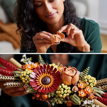 LEGO Botanicals Trockenblumengesteck Set - Botanik Kollektion - Modell zum Basteln für Erwachsene - Künstliche Blumen mit Rose und Gerbera - Tischdeko oder Wanddeko 10314 - 4