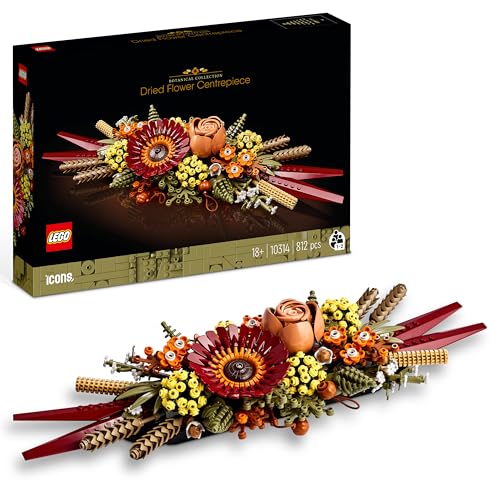 LEGO Botanicals Trockenblumengesteck Set - Botanik Kollektion - Modell zum Basteln für Erwachsene - Künstliche Blumen mit Rose und Gerbera - Tischdeko oder Wanddeko 10314 - 1