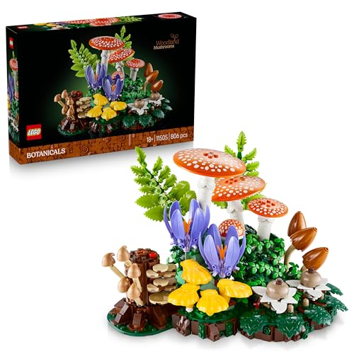 LEGO Botanicals Waldpilze - Künstliches Pflanzen Set für Erwachsene - inkl. Fliegenpilz & Kunstblumen für Wohnzimmer- oder Schlafzimmer Deko - DIY Geschenkidee - 11505 - 1