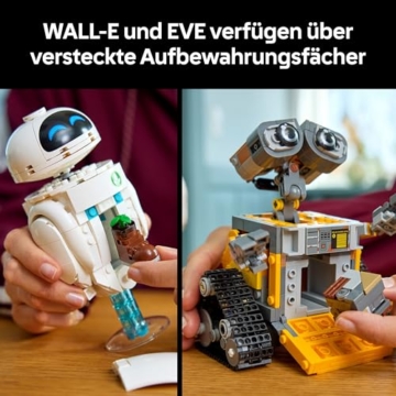 LEGO ǀ Disney and Pixar WALL-E und EVE - Modellbau für Erwachsene - aus Steinen gebaute Roboter mit M-O & Hal Figuren - DIY Deko - Sammlerstück & Geschenk für Fans - 43279 - 3