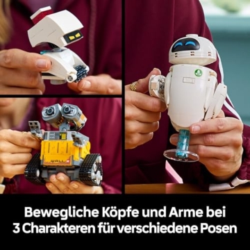 LEGO ǀ Disney and Pixar WALL-E und EVE - Modellbau für Erwachsene - aus Steinen gebaute Roboter mit M-O & Hal Figuren - DIY Deko - Sammlerstück & Geschenk für Fans - 43279 - 5