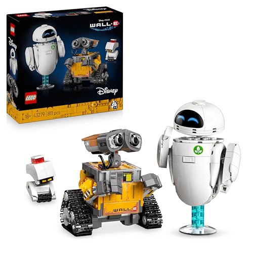 LEGO ǀ Disney and Pixar WALL-E und EVE - Modellbau für Erwachsene - aus Steinen gebaute Roboter mit M-O & Hal Figuren - DIY Deko - Sammlerstück & Geschenk für Fans - 43279 - 1