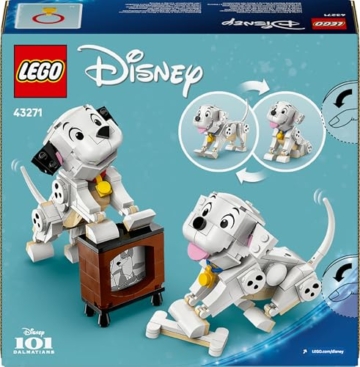 LEGO ǀ Disney Lucky & Penny 101 Dalmatiner - Welpen Spielset - Tierfiguren zum Spielen mit beweglichen Köpfen, Beinen & Schwänzen - Knochen & Fernseher - Geschenk für Mädchen ab 6 Jahren - 43271 - 12
