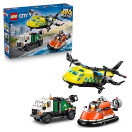 LEGO City 3in1 Airplane, Service Truck & Hovercraft Remix Toy - Mix & Match Model Vehicles Kit w/ 3 Minifigures - STEM Birthday Gift Idea for 7+ Year Old Boys - 60505 - 1