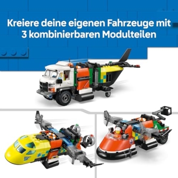 LEGO City 3in1 Airplane, Service Truck & Hovercraft Remix Toy - Mix & Match Model Vehicles Kit w/ 3 Minifigures - STEM Birthday Gift Idea for 7+ Year Old Boys - 60505 - 6