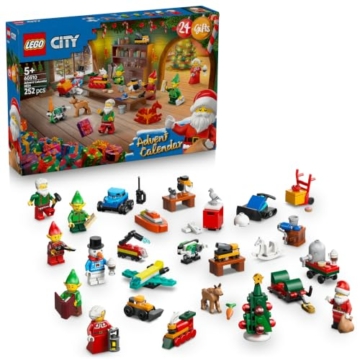LEGO City Adventskalender 2026 - Vorweihnachtsgeschenk Spielzeug für Kinder ab 5 Jahren - 24 Überraschungen, darunter Auto, LKW, Flugzeug, 7 Minifiguren und Spielmatte - Geschenkidee - 60510 - 1