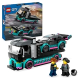 LEGO City Autotransporter mit Rennwagen, LKW-Spielzeug mit Verstellbarer Laderampe und Renn-Auto, Bauset mit 2 Minifiguren, Rennfahrer und LKW-Fahrer, Kinder ab 6 Jahren 60406 - 1
