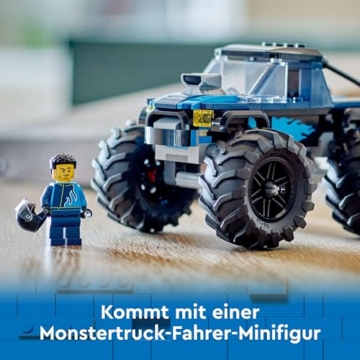 LEGO City Blauer Monstertruck - Offroad Spielzeugauto mit Rennfahrer Minifigur - Monster Truck Rennauto Modellbau für Kinder - Geschenk für Jungs und Mädchen ab 5 Jahren - 60402 - 5