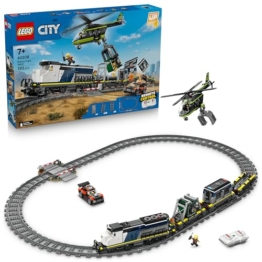 LEGO City City Überfall auf den Polizeizug - Ferngesteuerter Spielzeug Zug - Modellbau mit kreisförmiger Strecke, Helikopter, Rallyeauto, 6 Minifiguren - Geschenk für Jungen ab 7 Jahren - 60508 - 1