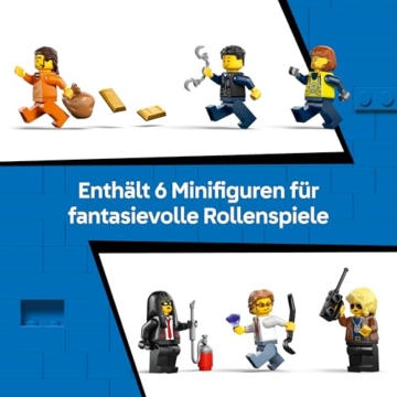 LEGO City City Überfall auf den Polizeizug - Ferngesteuerter Spielzeug Zug - Modellbau mit kreisförmiger Strecke, Helikopter, Rallyeauto, 6 Minifiguren - Geschenk für Jungen ab 7 Jahren - 60508 - 6