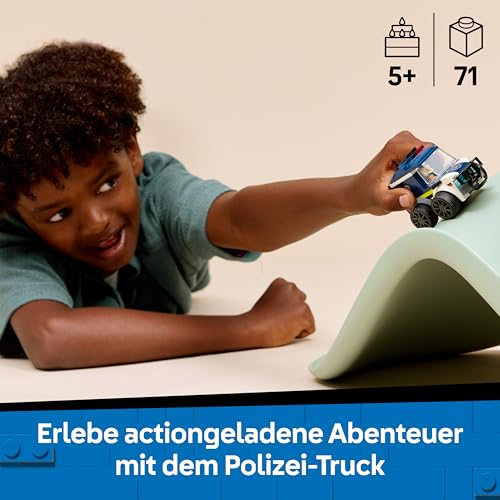LEGO City Coole Flitzer - Polizei-Truck - Bauset für Spielzeug Fahrzeuge mit Einer Junior Polizisten Minifigur - Mitgebsel für Feiern - Kleines Geschenk zum Sammeln für Jungen ab 5 Jahren - 60481 - 2