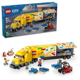 Lego City Delivery Truck (60440) Spielset für Kinder ab 8 Jahren, mit einem LKW mit großen Anhängerpaletten von Spielsets, einem funktionierenden Spielzeug-Gabelstapler und einem Hot-Dog-Ständer - 1